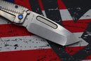 Medford Midi Marauder S35 Tumbled Tanto & Tumbled Stars & Bars Handle w/ Rivet Spring & Blue Hardware w/ Brushed/Blue Clip
