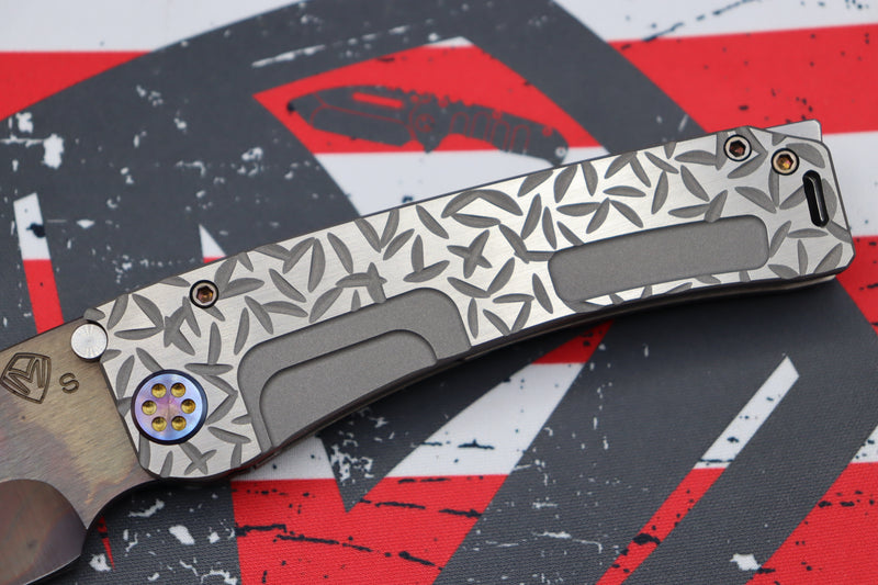 Medford Marauder H Bead Blast "Jasmine Fields" Sculpted Handles, Flamed Hardware/Clip & S35VN Vulcan Tanto