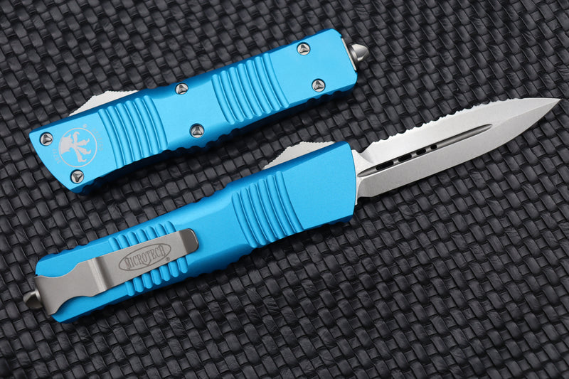 Microtech Combat Troodon Double Edge Fully Serrated Stonewash & Turquoise 142-12TQ