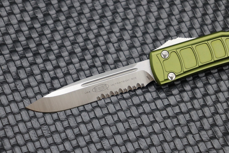 Microtech Ultratech 2 Step Side Single Edge Partial Serrated Satin & OD Green Signature Series 121II-5ODS