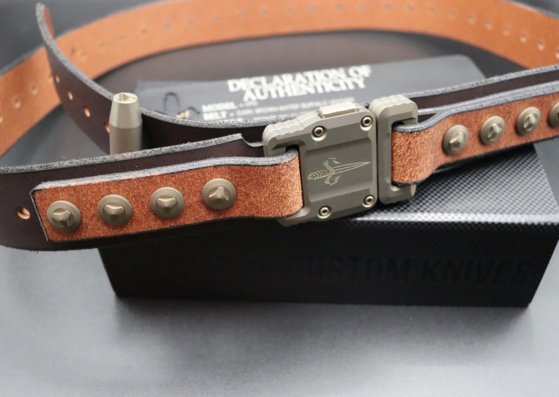 Marfione Customs APIS Mens Dark Brown Water Buffalo Leather Belt