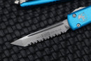Microtech UTX-70 Tanto Edge Stonewash Fully Serrated & Turquoise 149-12TQ