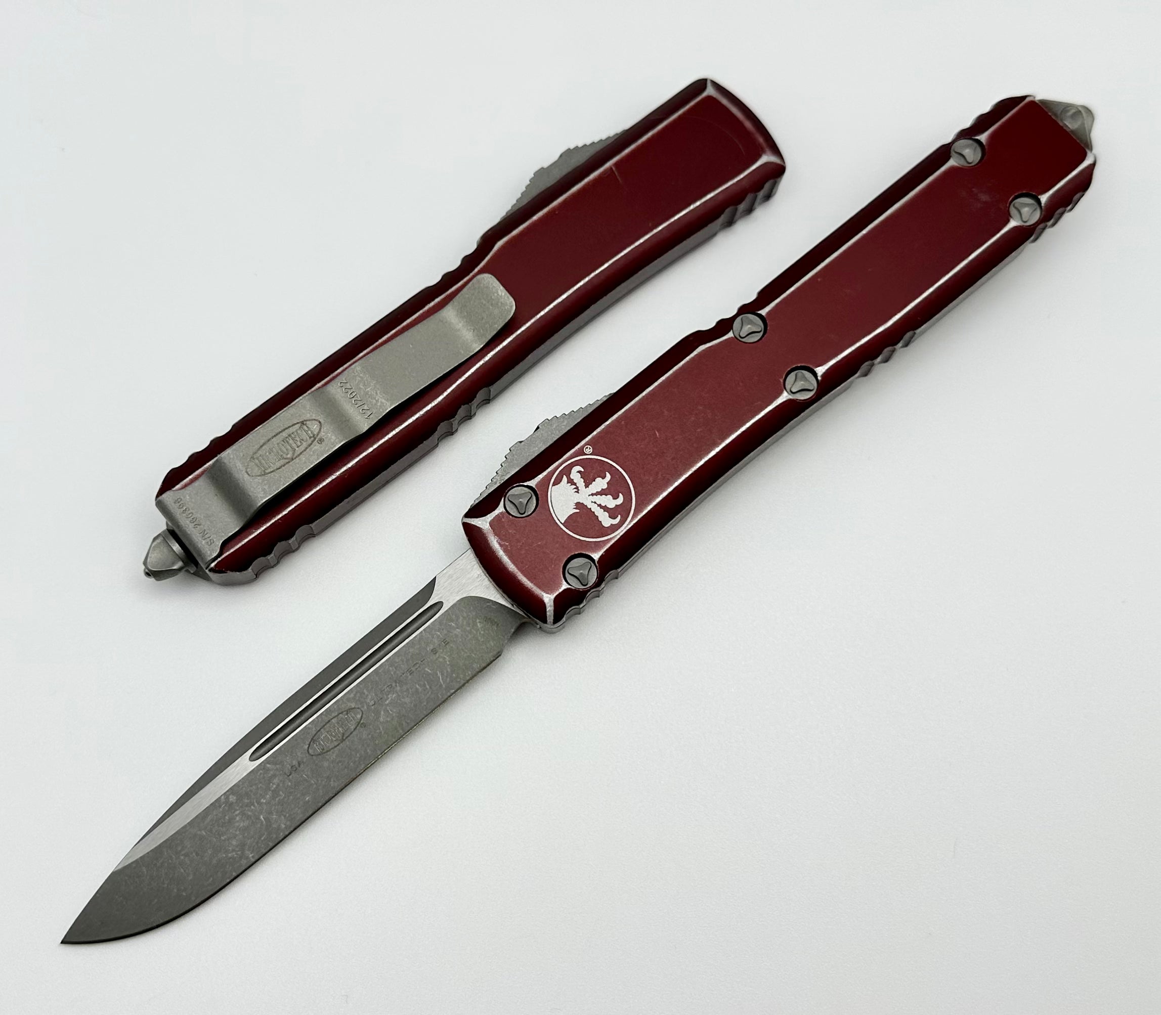 Distressed Microtech Microtech Ultratech Single Edge & Distressed Merlot 121-10DMR