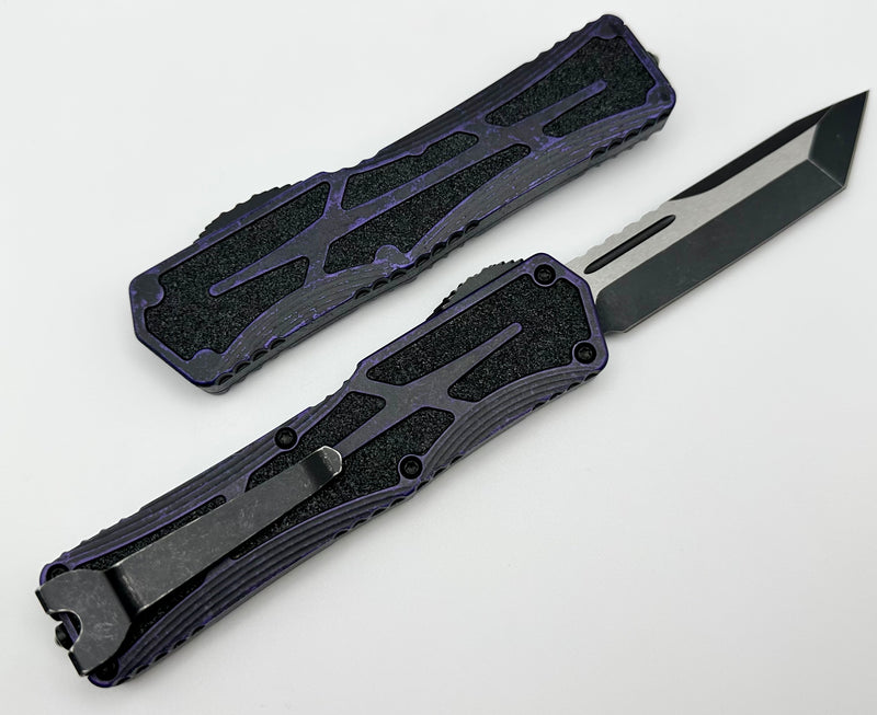 Heretic Knives Colossus Tanto Edge Two Tone Battle Black Magnacut & Breakthrough Purple Handle H040-14A-BRKPU
