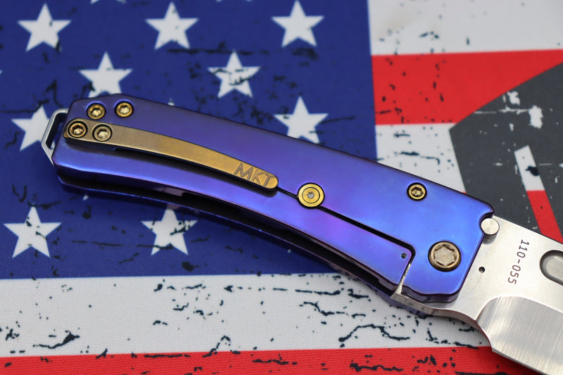 Medford Midi Marauder S35 Tumbled Tanto & Dark Blue Bronze Filigree Handles w/ Bronze Hardware/Clip