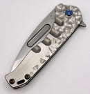 Medford Praetorian Slim Flipper S35VN Tumbled Drop Point & Falling Leaf Sculpted Handles w/ Blue Hardware/Clip