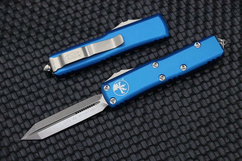 Microtech UTX-85 Spartan Stonewash Standard & Blue 230-10BL