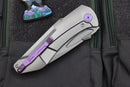 Jake Hoback Knives Summit Titanium w/ Purple Accents & M390 Stonewash