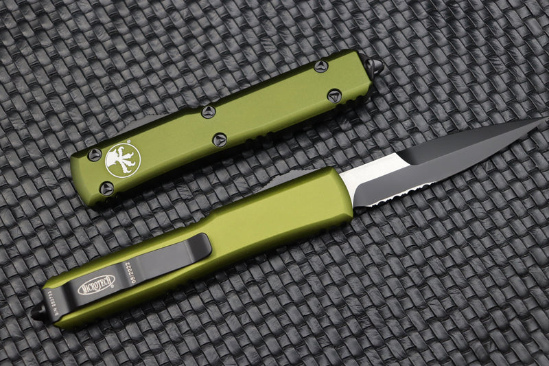 Microtech Ultratech Bayonet Black Partial Serrated & OD Green 120-2OD