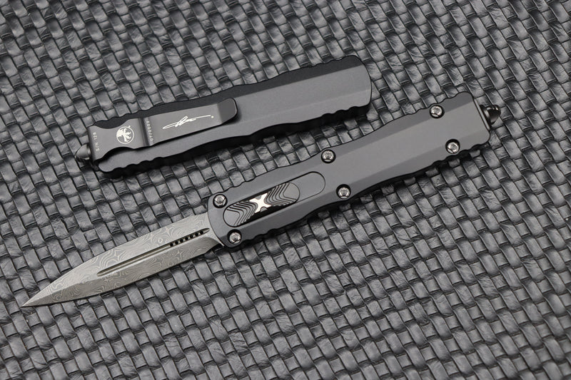 Microtech Dirac Black & Damascus Double Edge Signature Series 225-16S