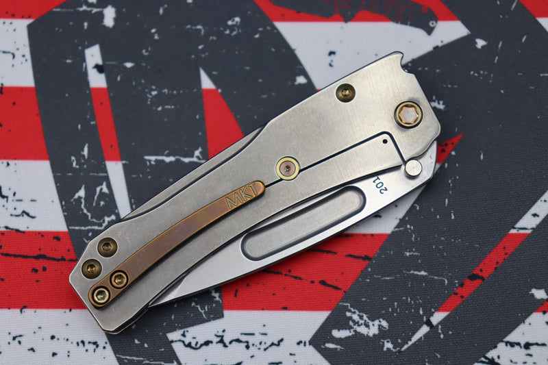 Medford Knife Slim Midi Tumbled Drop Point S35 w/ Filigree Handles & Bronze Hardware/Clip