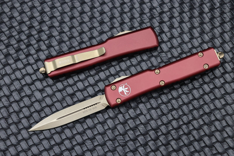 Microtech UTX-70 D/E Double Edge Bronze Standard & Merlot 147-13MR