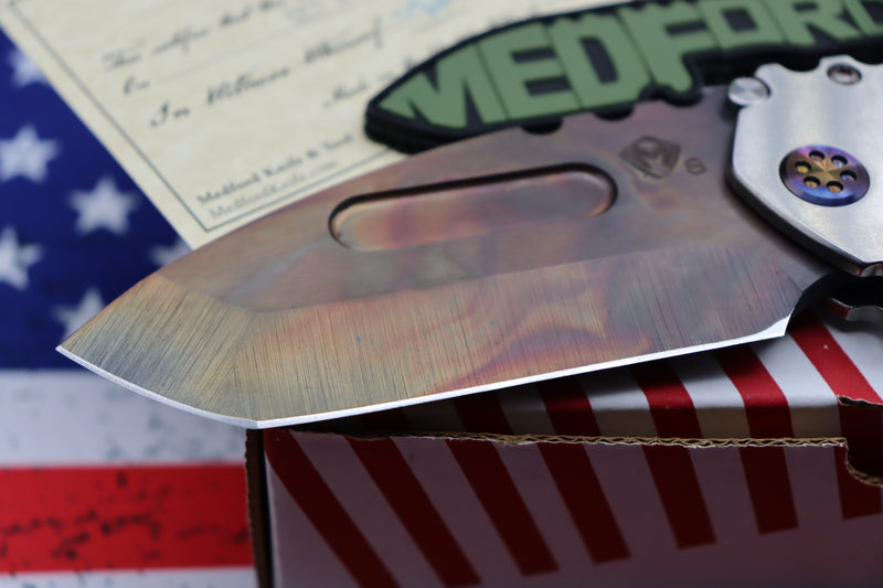Medford Knife Praetorian T Tumbled & Flamed Hardware with S35 Vulcan Tanto 103-172