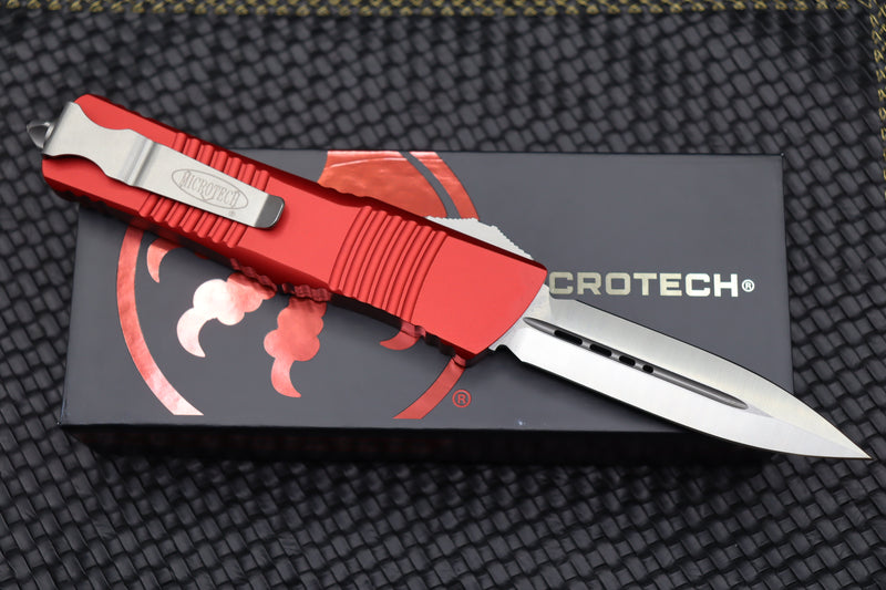 Microtech Combat Troodon D/E Satin & Red 142-4RD