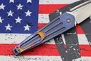 Medford Knife Nosferatu Auto Blue Handles w/ Flamed Hardware/Clip & Tumbled S45VN