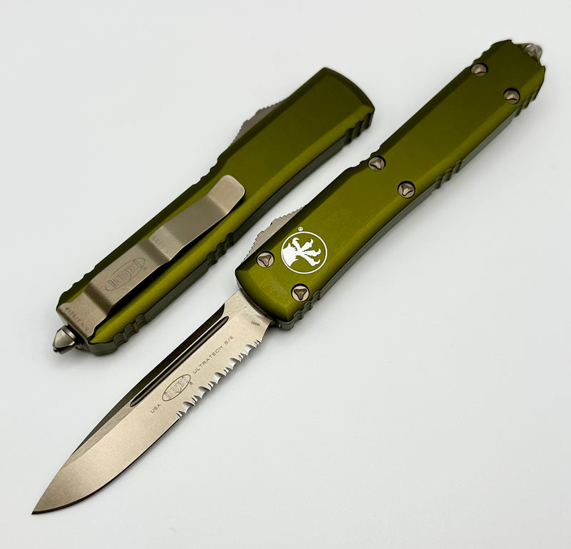 Microtech Ultratech Single Edge Bronze Partial Serrated & OD Green 121-14OD