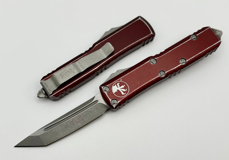 Microtech UTX-85 Tanto Apocalyptic Standard & Distressed Merlot 233-10DMR