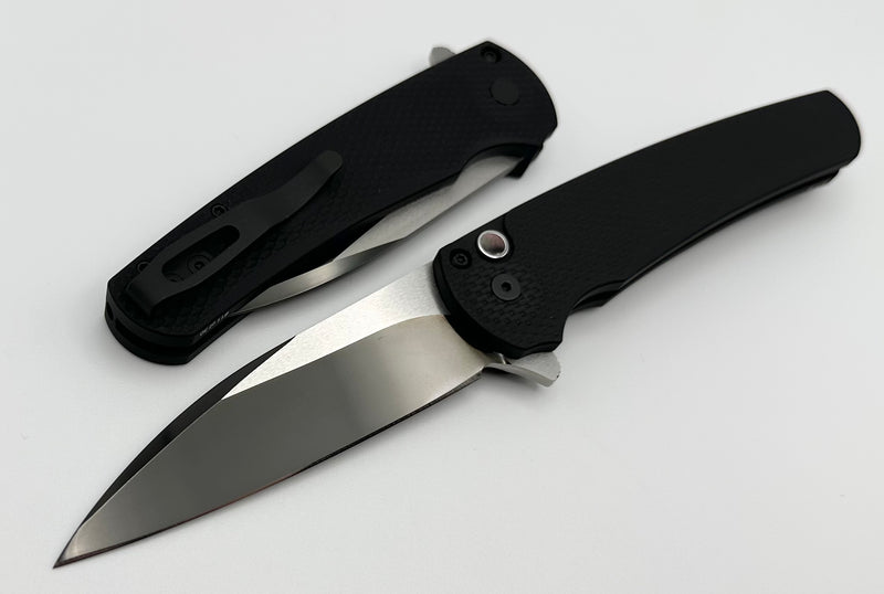 Pro-Tech Malibu Textured Black with Mother of Pearl Button & Two Tone Mike Irie DLC Blade 2022-Malibu.02 Nashville Show