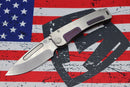 Medford Marauder H Violet w/ Faced Silver Flats Handles, Violet Clip & S35VN Tumbled Drop Point
