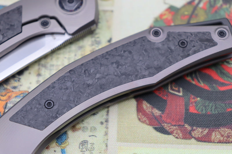 Custom Knife Factory OK Chisel M398 and Titanium/Timascus