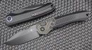 Heretic Knives Wraith Auto Black Drop Point w/ Carbon Fiber Bolster & Black Handle w/ Blue Pivot Collar H000-4A-T
