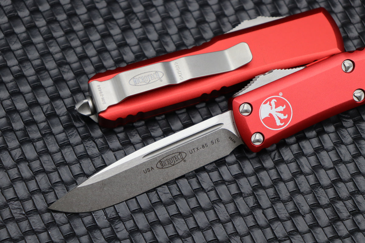 Microtech UTX-85 S/E Stonewash Standard & Red 231-10RD