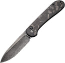Civivi Elementum Button Lock Damascus & Marble Carbon Fiber C2103DS-3