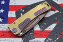 Medford Marauder H Violet Handles w/ Faced/Bronze Flats, Violet Hardware/Clip & S35VN Vulcan Drop Point