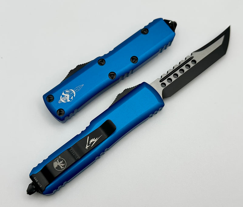 Microtech UTX-85 Black Hellhound & Blue 719-1BLS