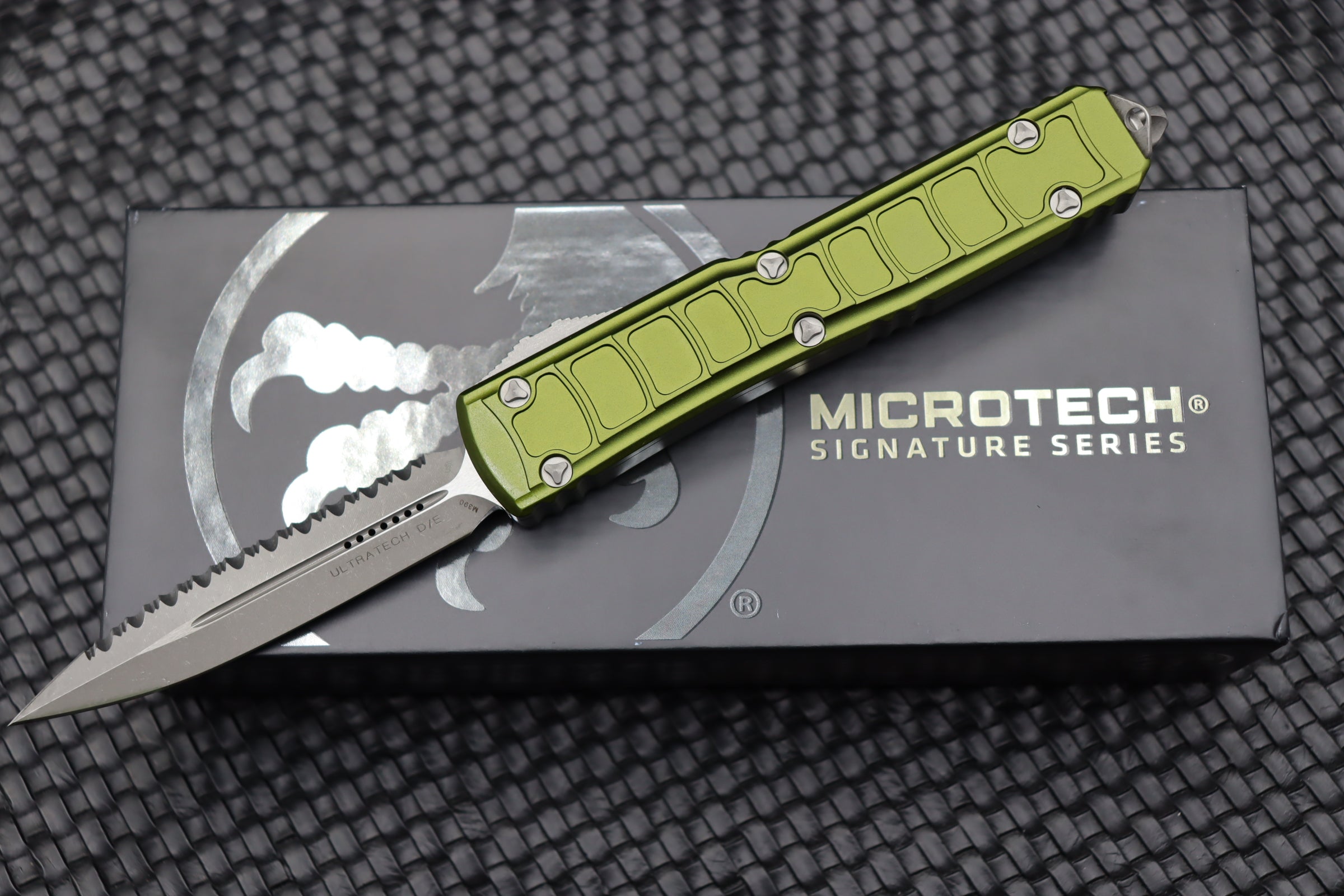 Microtech Ultratech 2 II Stepside D/E Apocalyptic Full Serrated & OD G
