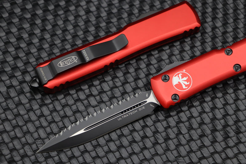 Microtech Ultratech D/E Black Full Serrated & Red 122-3RD