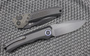 Heretic Knives Wraith Auto Black Drop Point w/ Carbon Fiber Bolster & Black Handle w/ Blue Pivot Collar H000-4A-T