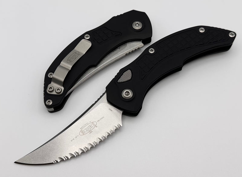 Microtech Knives & Bastinelli Brachial Black & Full Serrated Stonewash Standard 268A-12