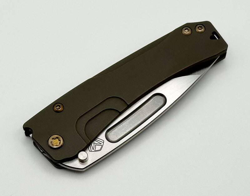 Medford Knife Slim Midi S45 Satin Drop Point w/ Bead Blast Bronze Handles & Bronze Hardware/Brushed Clip