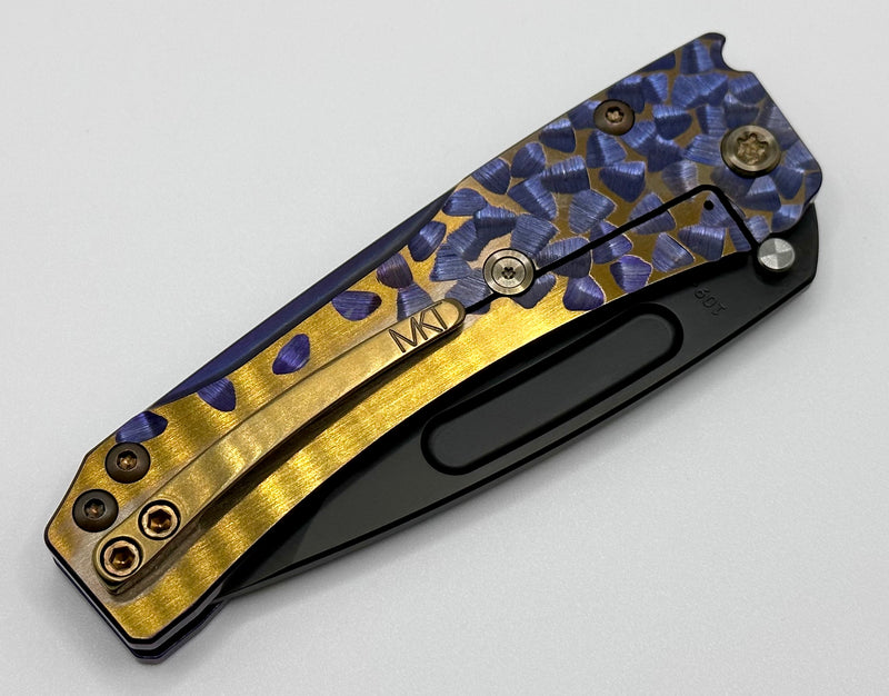 Medford Knife Slim Midi Drop Point PVD S45 & Violet/Bronze Falling Leaf Sculpted Handles w/ Bronze Hardware/Clip