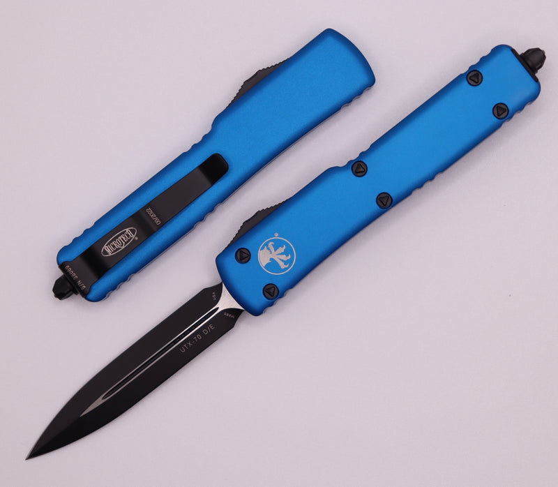 Microtech UTX-70 Double Edge Black Standard & Blue 147-1BL