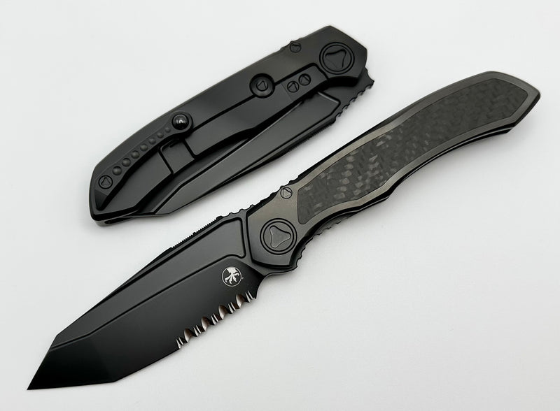 Microtech ANAX Titanium DLC Tanto Partial Serrated M390 & Carbon Fiber Inlay 191C-2DLCTCFITI