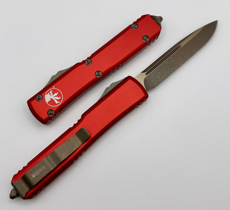 Microtech Ultratech Single Edge Apocalyptic Bronze Standard & Red 121-13APRD