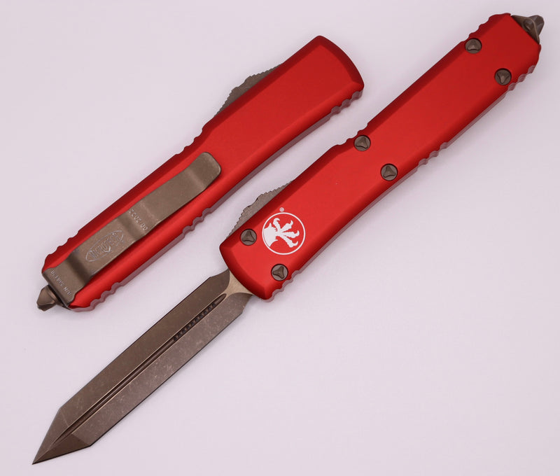 Microtech Ultratech Spartan w/ Bronzed Apocalyptic Standard & Red 223-13APRD