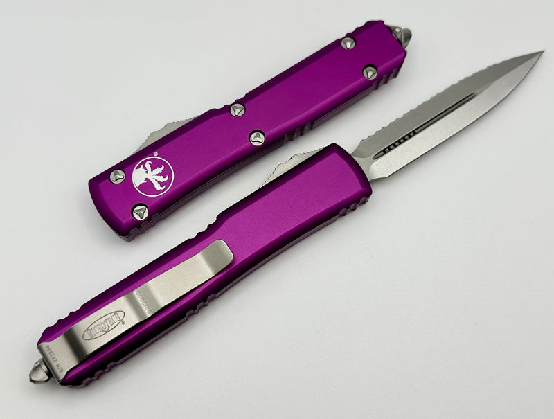 Microtech Ultratech D/E Stonewash Full Serrated & Violet 122-12VI