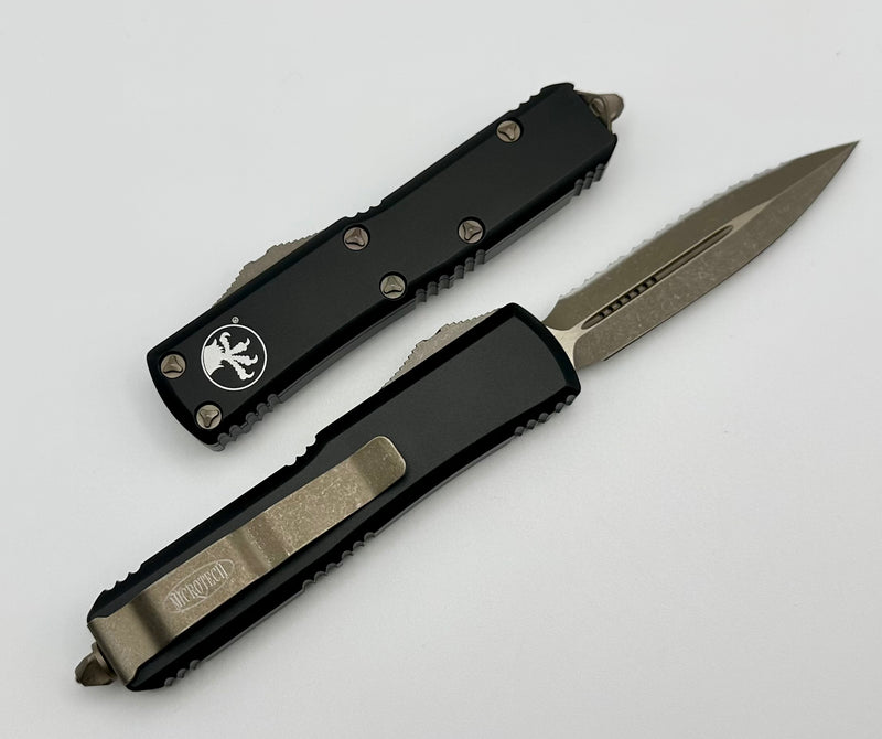 Microtech UTX-85 Double Edge Full Serrated Bronze Apocolyptic Standard 232-15AP