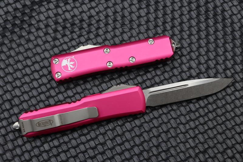 Microtech UTX-85 Single Edge Stonewash Standard & Pink 231-10PK