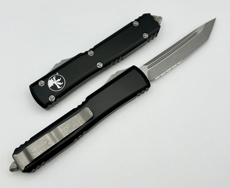 Microtech Ultratech Tanto Apocalyptic Partial Serrated & Black 123-11AP