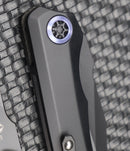 Heretic Knives Wraith Auto Black Drop Point w/ Carbon Fiber Bolster & Black Handle w/ Blue Pivot Collar H000-4A-T