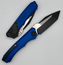 Heretic Knives Wraith Auto Two Tone Black Tanto w/ Carbon Fiber Bolster & Blue Handle H100-10A-BLU