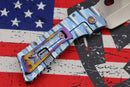 Medford TFF-1 Fat Daddy Blue "Lazy River" Sculpted Handles w/ Flamed Hardware, Blue Clip & Tumbled S35VN