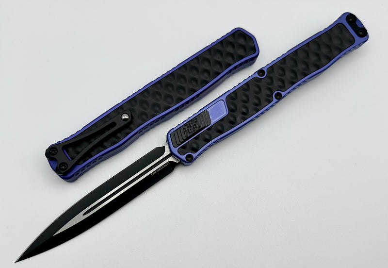Heretic Knives Cleric II 2 Black Double Edge Magnacut w/ Purple & Black Stainless Bubble Inlays