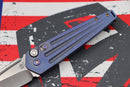 Medford Knife Nosferatu Auto Blue Handles w/ Flamed Hardware/Clip & Tumbled S45VN