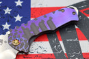 Medford Praetorian Genesis T S35 Tumbled Tanto & Bead Blast/Violet "Falling Leaf" Sculpted Handles w/ Flamed Hardware & Brushed/Flamed Pocket Clip