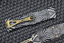 Microtech Hera Single Edge Two-Toned Black w/ Gold Accents 'SOURCE' Artwork 703-1TSOS